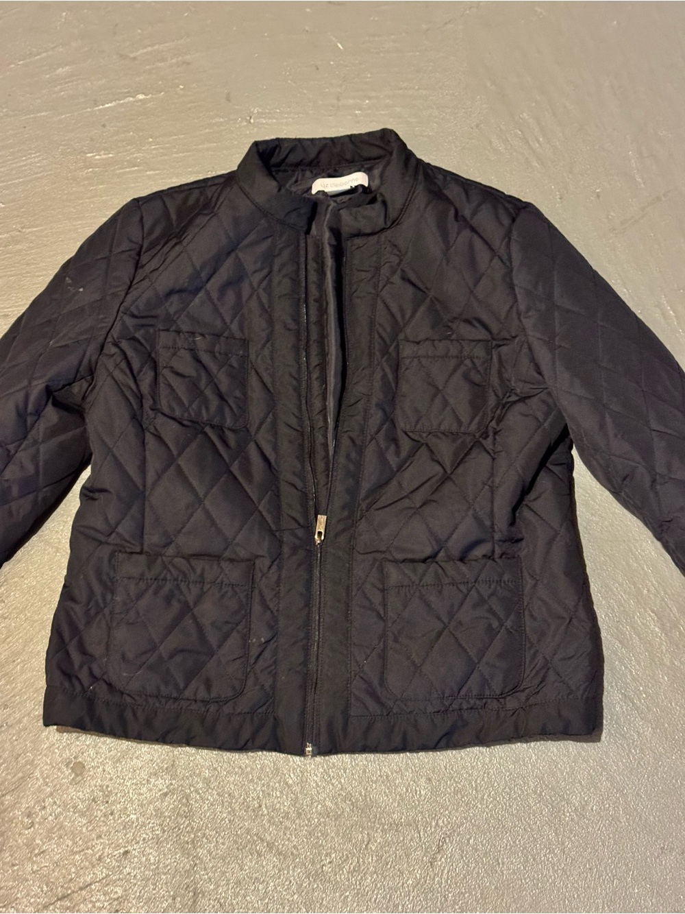 Liz Claiborne Black Quilted Zip Jacket